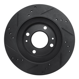 Mitsubishi I-MIEV Brake Rotor (1) - Front Right - R1 Concepts - Drilled & Slotted - Black - `12-`17